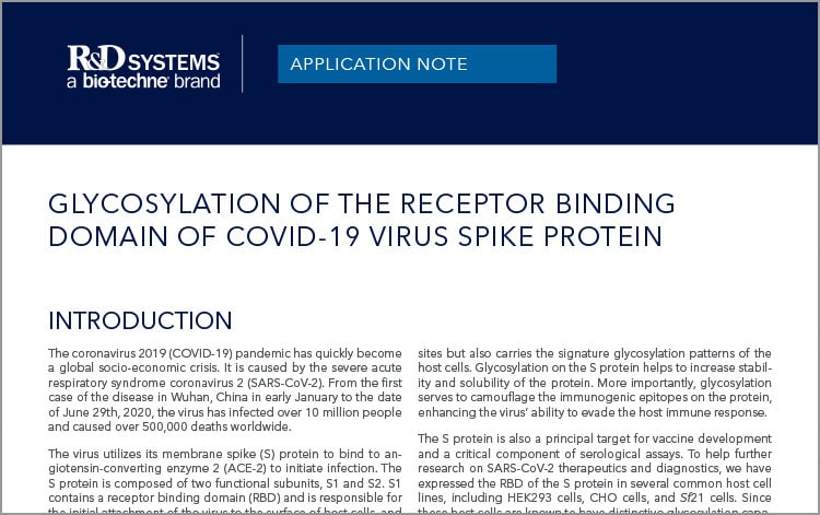 Application Note: Glycosylation of the Receptor Binding Domain of COVID-19 Virus Spike Protein