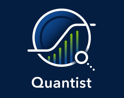 Logo for Quantist software, stylized letter Q mixed with data bars and standard curve